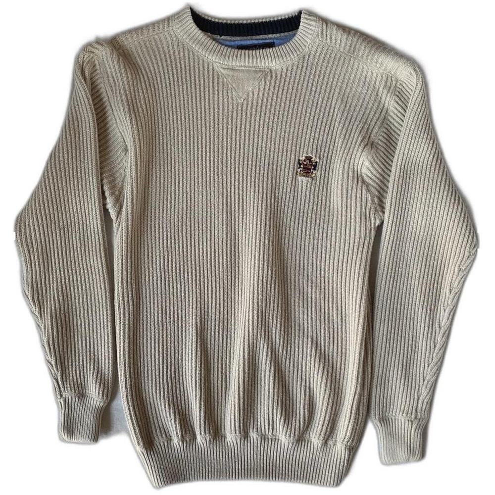 Woods and Grey Cotton Knitted Sweater
Crest Detailing Cream Size L